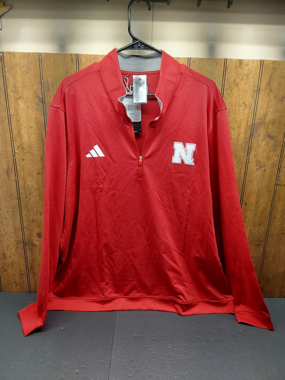 adidas Red 1/4 Zip Team Pullover with Logo